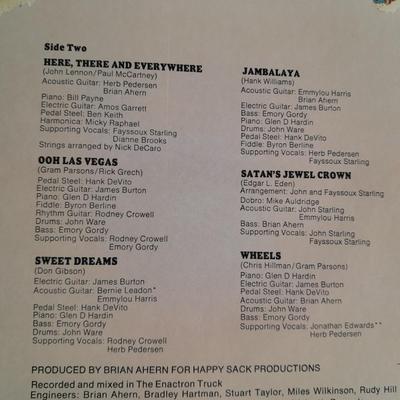 Two Emmy Lou Harris Vinyl LP 12" Record Albums in great condition!