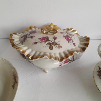 Vintage JAPAN rose Chinaware Dishes with Gold trim