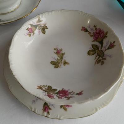 Vintage JAPAN rose Chinaware Dishes with Gold trim