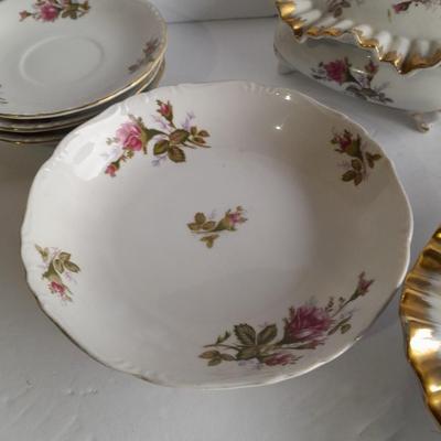 Vintage JAPAN rose Chinaware Dishes with Gold trim