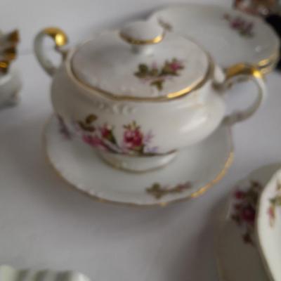 Vintage JAPAN rose Chinaware Dishes with Gold trim