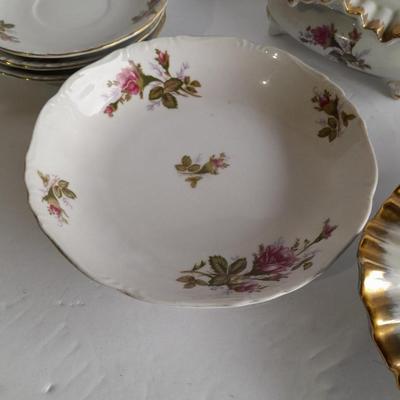 Vintage JAPAN rose Chinaware Dishes with Gold trim