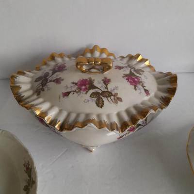 Vintage JAPAN rose Chinaware Dishes with Gold trim