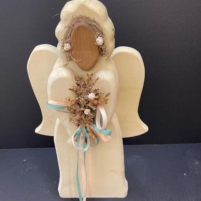 Wood Angel with Attached Stand