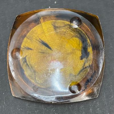 Vintage Set of 6 Lucite Hand Painted Coasters