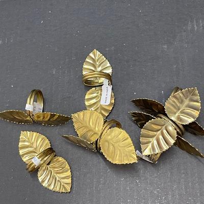 NEW Set of 8 Gold Leaf Napkin Holders