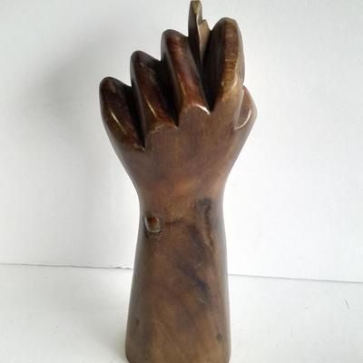 Vintage French left-hand solid hardwood wood sculpture