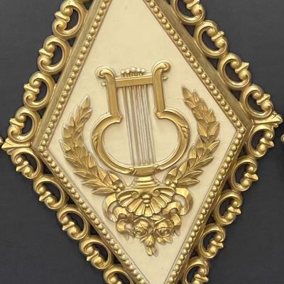Set of 4 Homco Diamond Shaped Floral Wall Plaques
