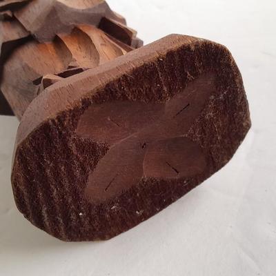 "A Mother's Strength" Vintage 1970s Hand Carved Wooden Asian Figure