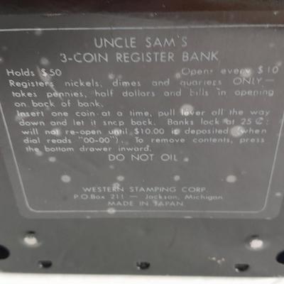 Uncle Sam's 3-coin Register Bank Cash register coin bank