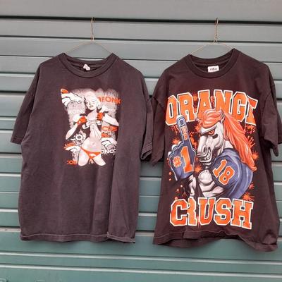 Two Bronco's T-shirts Size XL Orange Crush