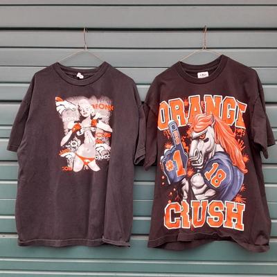 Two Bronco's T-shirts Size XL Orange Crush