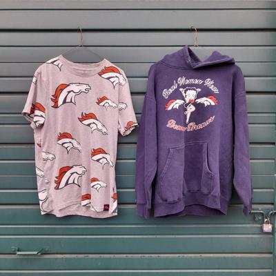 Betty Boop Bronco's Hoodie and Bronco's T-shirt Size Large