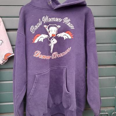 Betty Boop Bronco's Hoodie and Bronco's T-shirt Size Large