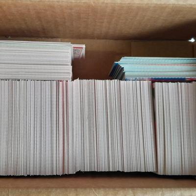 Superbowl Poster and a small box of Football Trading Sports cards