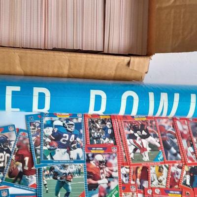 Superbowl Poster and a small box of Football Trading Sports cards