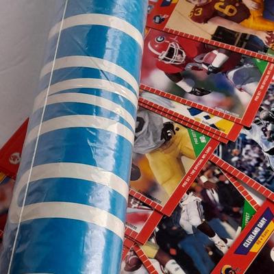 Superbowl Poster and a small box of Football Trading Sports cards