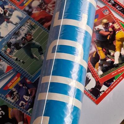 Superbowl Poster and a small box of Football Trading Sports cards