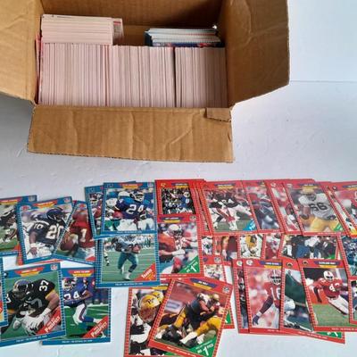 Superbowl Poster and a small box of Football Trading Sports cards