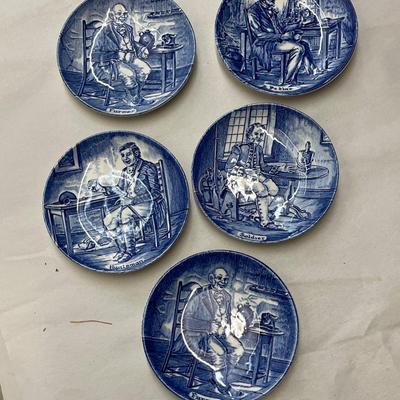 Set of 5 Blue Enoch Wedgewood Mini Soldier Plates