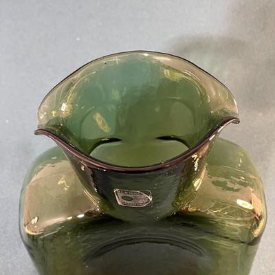 BLENKO HANDMADE GREEN GLASS PITCHER