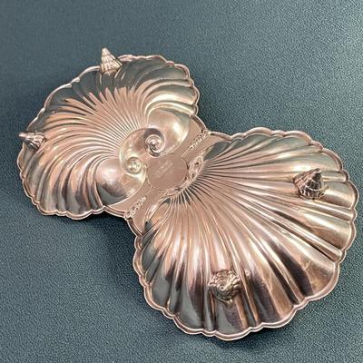 SILVER PLATE SHELL MOTIF DIVIDED SERVING DISH