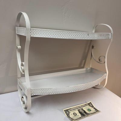 VINTAGE ALL METAL BATHROOM SHELF SCROLL DESIGN