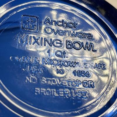 ANCHOR 3 PIECE BLUE GLASS NESTING BOWLS OVENWARE