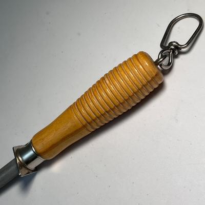 EXCELLENT 18â€ LONG KNIFE SHARPENER WOODEN HANDLE