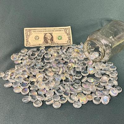 PINT JAR FULL OF DECORATIVE GLASS MARBLES