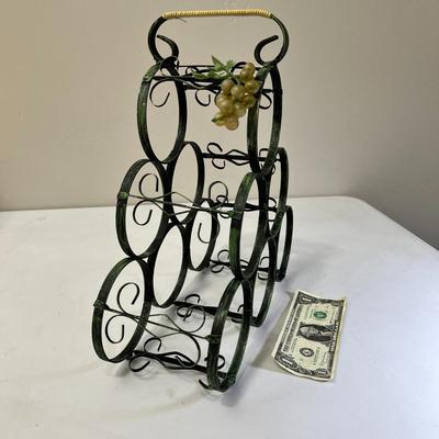 METAL WINE RACK FUN ORNAMENTAL HOLDS 7 BOTTLES