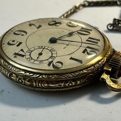 ANTIQUE ELGIN POCKET WATCH ON CHAIN