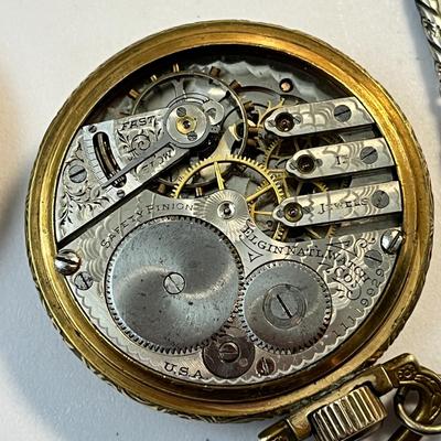 ANTIQUE ELGIN POCKET WATCH ON CHAIN