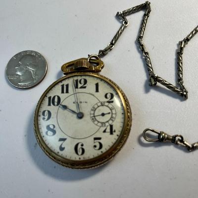 ANTIQUE ELGIN POCKET WATCH ON CHAIN