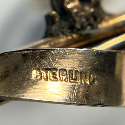 BEAUTIFUL LARGE STERLING BROOCH PIN GOLD 