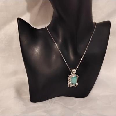 Vintage Robin's Egg Blue Turquoise in Gorgeous 925 Frame 19" Necklace