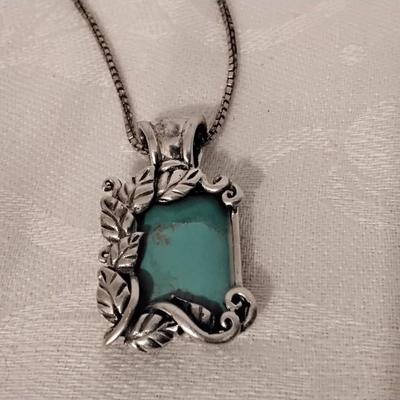 Vintage Robin's Egg Blue Turquoise in Gorgeous 925 Frame 19" Necklace