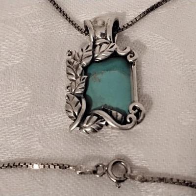 Vintage Robin's Egg Blue Turquoise in Gorgeous 925 Frame 19" Necklace
