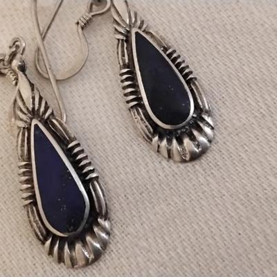 Vintage Lapis Lazuli 925 Earrings