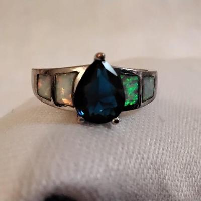 Vintage Sapphire And Opal 925 Ring Size 9