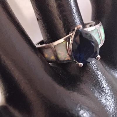 Vintage Sapphire And Opal 925 Ring Size 9