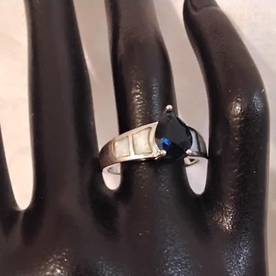 Vintage Sapphire And Opal 925 Ring Size 9