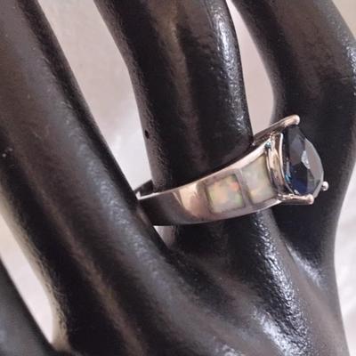Vintage Sapphire And Opal 925 Ring Size 9