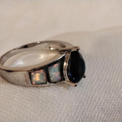 Vintage Sapphire And Opal 925 Ring Size 9