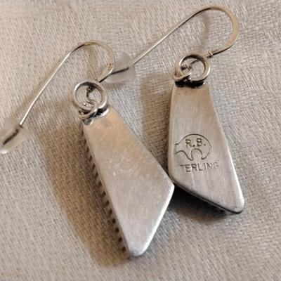 Running Bear Navajo Turquoise 925 Earrings