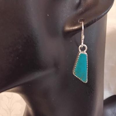 Running Bear Navajo Turquoise 925 Earrings