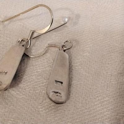 Vintage Onyx and Mother of Pearl 925 Earrings