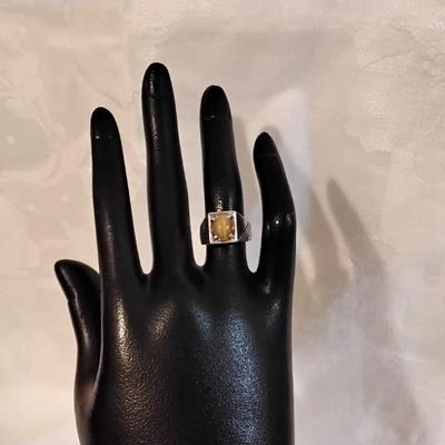 Vintage Rare Yellow Tigers Eye 925 Ring Size 5.5