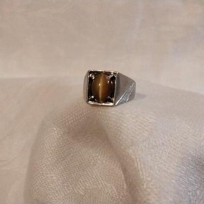 Vintage Rare Yellow Tigers Eye 925 Ring Size 5.5