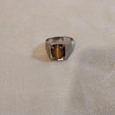 Vintage Rare Yellow Tigers Eye 925 Ring Size 5.5